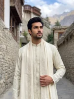 Luxury Ivory Embroidered Kurta Pajama Timeless Eastern - Image 2