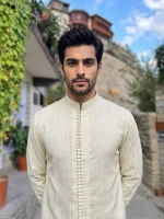 Luxury Ivory Embroidered Kurta Pajama Timeless Eastern - Image 4
