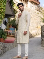 Luxury Ivory Embroidered Kurta Pajama Timeless Eastern - Image 5