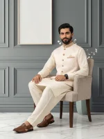 Jamawar Waistcoat Stunning Handmade Embroidered - Image 6