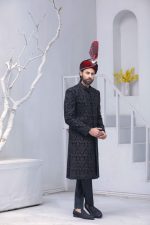 Classic Black Embroidered Sherwani (S 3)