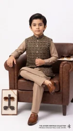 Boys Embroidered Waistcoat Set Stunning Kurta Pajama - Image 3